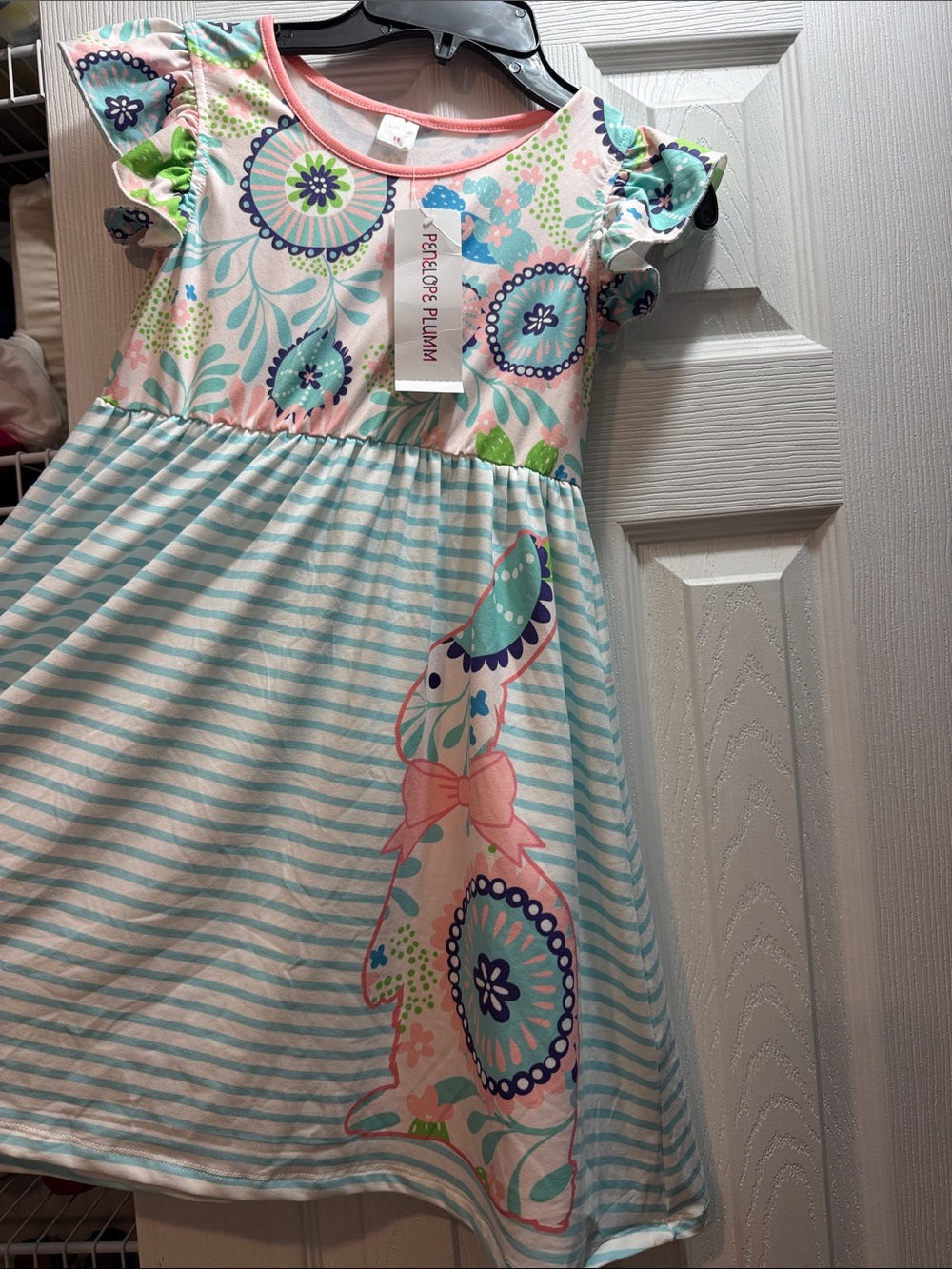 Playful Floral Bunny Stripe tunic for Girls - Multicolor